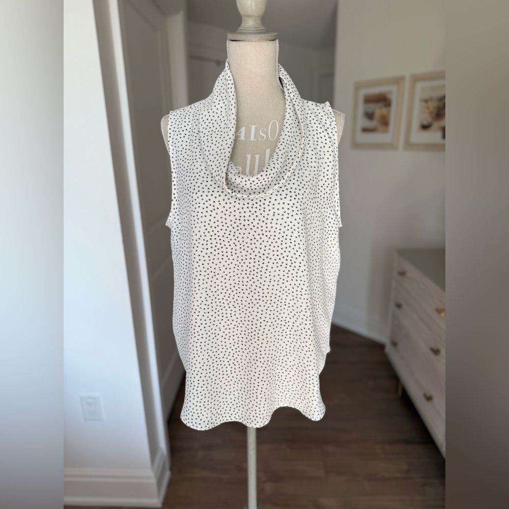 Ann Taylor White and Black Polka Dot Blouse